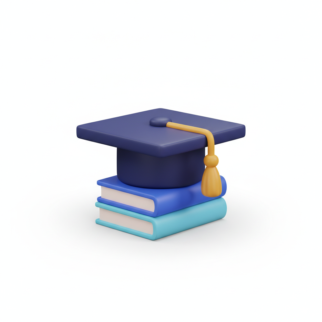 A graduation cap resting on a stack of books